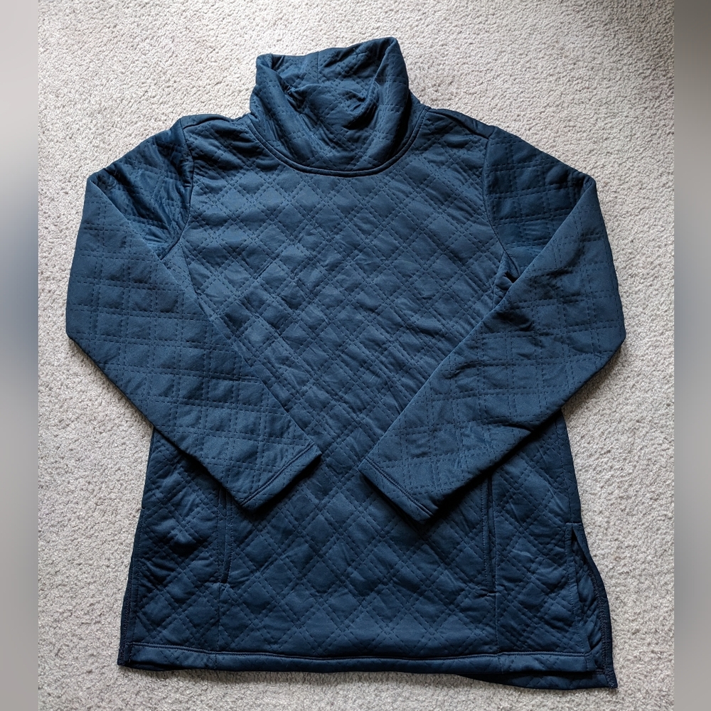 Blue quilted outdoors sweatshirt womens M sporty camping hiking layering RBX